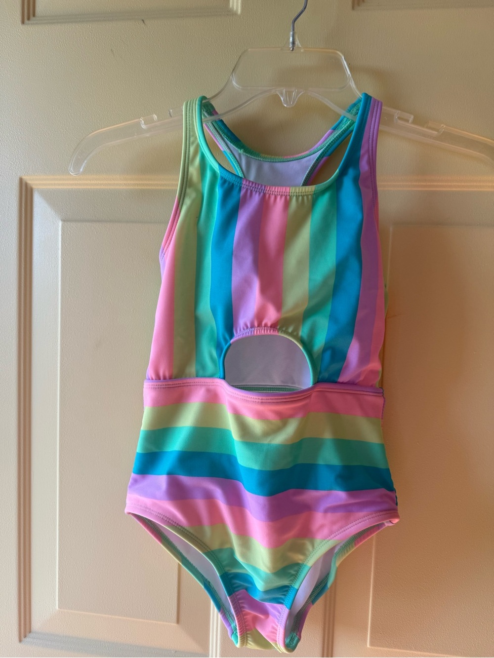 Cat & Jack Girls Multicolor Pastel Striped Swimsuit